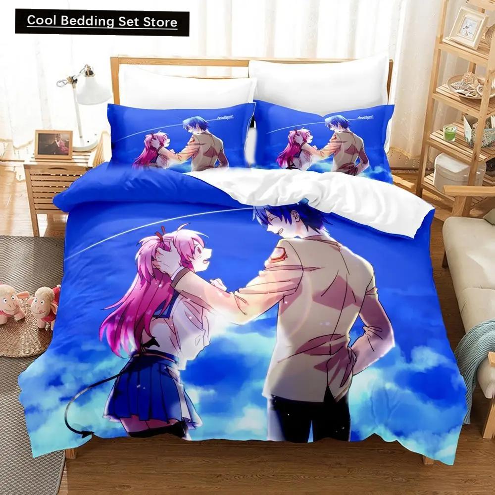 3D-Druck Anime Angel Beats Bettwäsche-Set Bettbezug Bettset Bettbezug Kissenbezug Bettdecke King Queen Size Jungen Erwachsene Bettwäsche