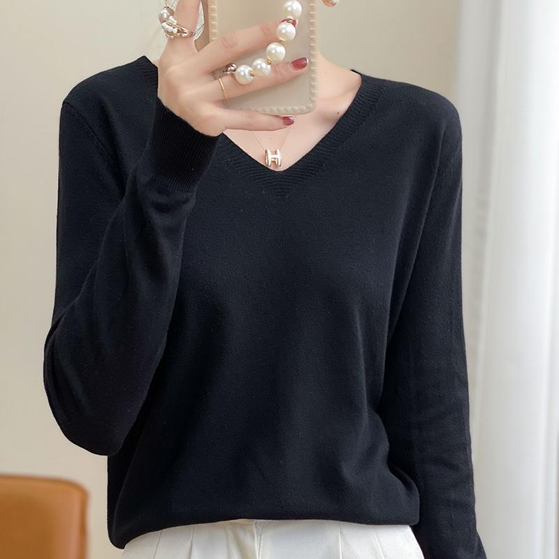Korean Style Plus Size Women's Red Knit Sweater - Autumn Long Sleeve Base Layer