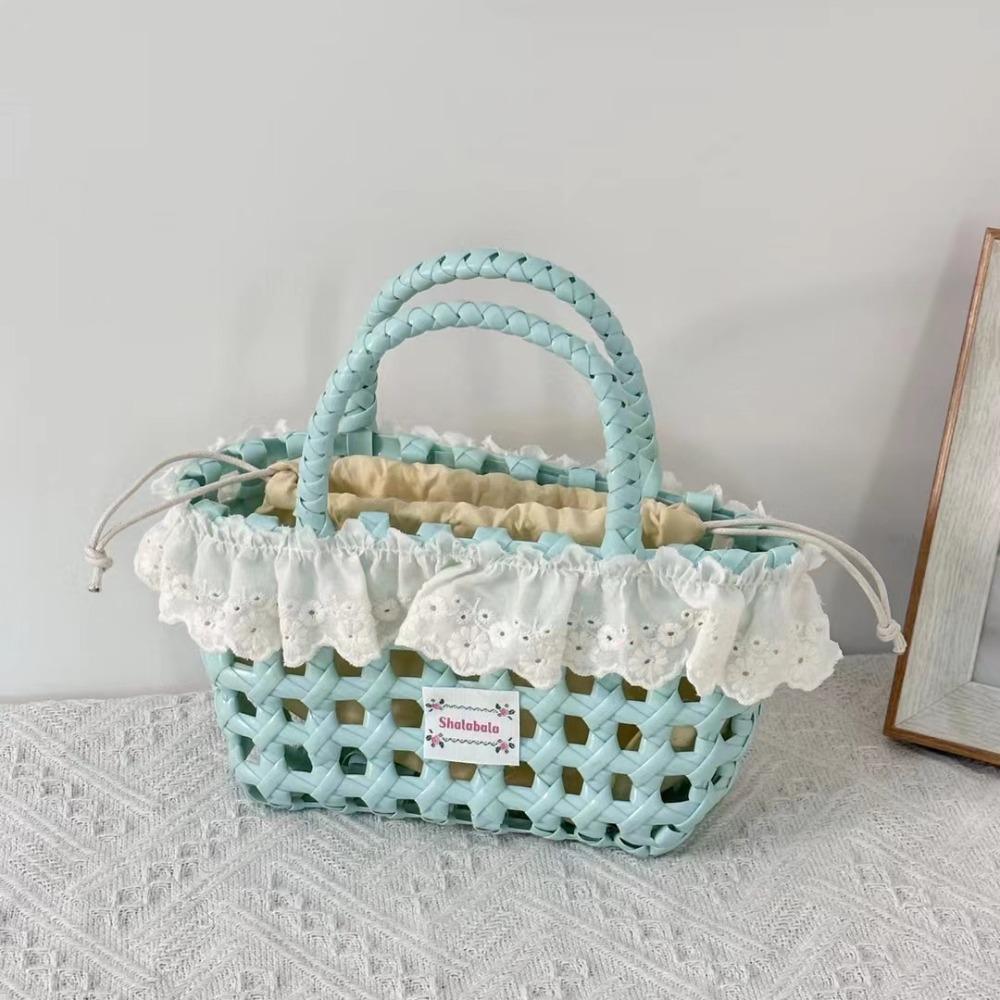 Casual PVC Hollow Weave Bag Large Capacity Vacation Style Vegetable Basket Bags Shoulder Bags