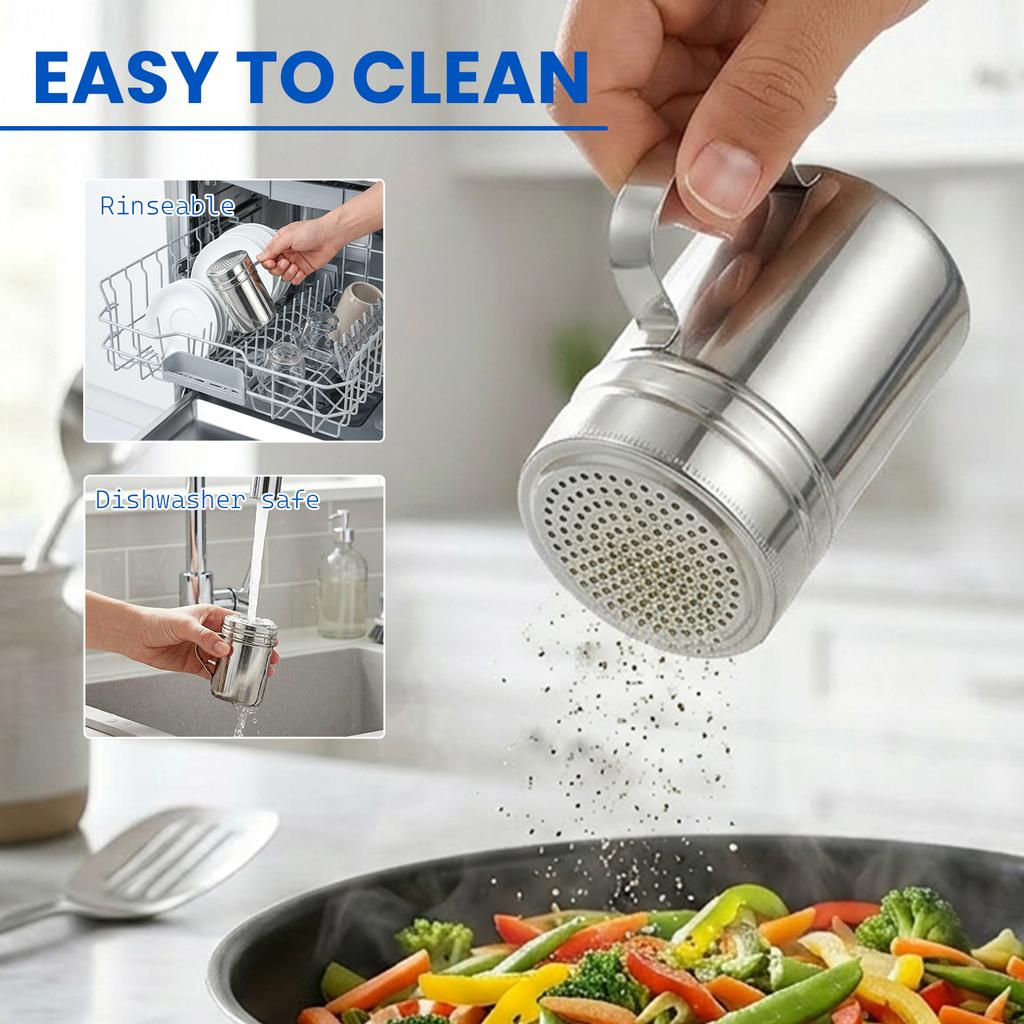 380/200ml Spice Shaker Stainless Steel Seasoning Jar Pepper Bottle Toothpick Holder Cook Salt Shaker Cocoa Cinnamon Sugar Shaker