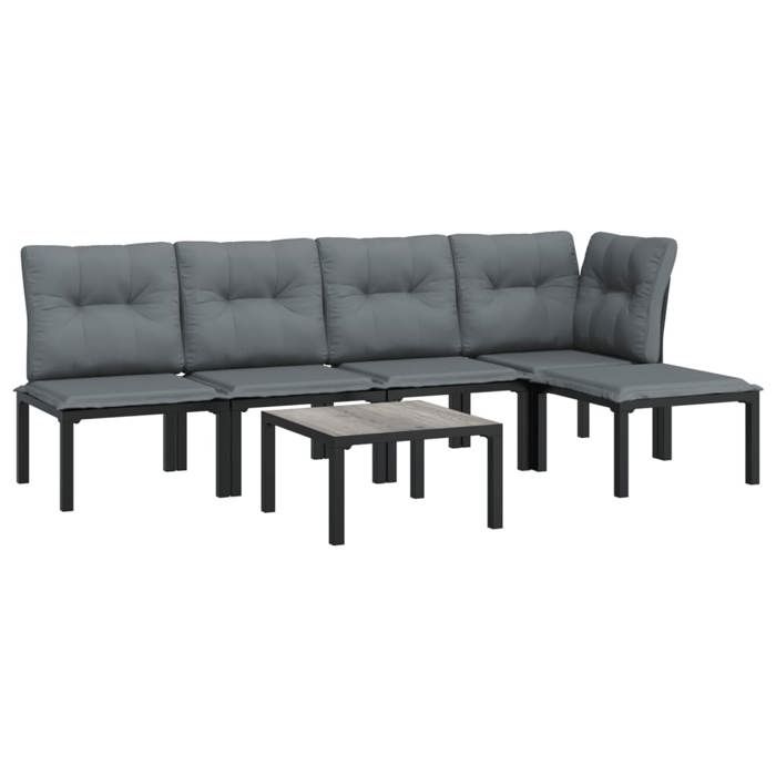 VidaXL Salon de Jardin 6 pcs, Ensemble de Meubles de Terrasse, Mobilier d'Extérieur, Chaise de Patio, Moderne, Noir et Gris 3187746