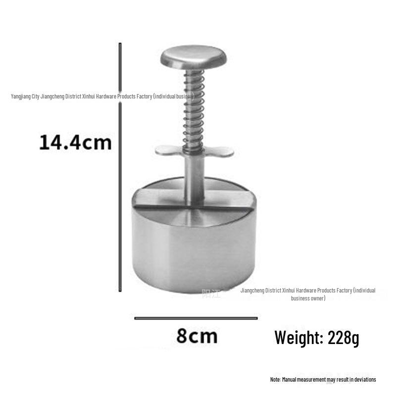 Presă din Oțel Inoxidabil pentru Carne de Hamburger, Formă pentru Chiftele Groase și Găluște de Orez - Ustensilă Manuală de Bucătărie