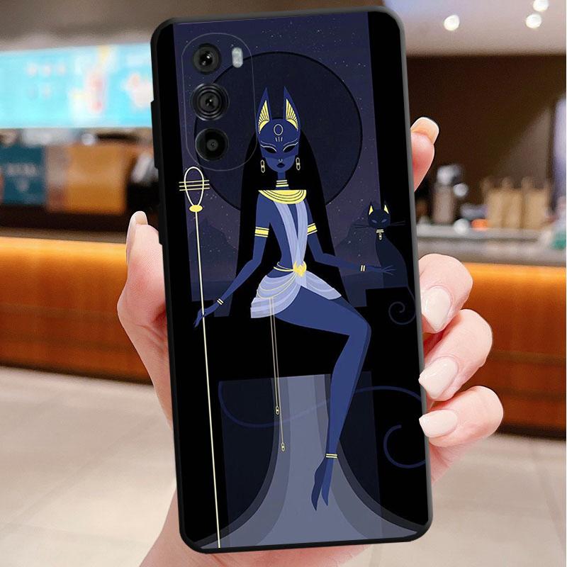 Phone Case For Motorola Edge 60 50 40 Pro 60 50 40 30 Ultra Neo Fusion Moto G Stylus G Egypt Pharaoh Cat Anubis