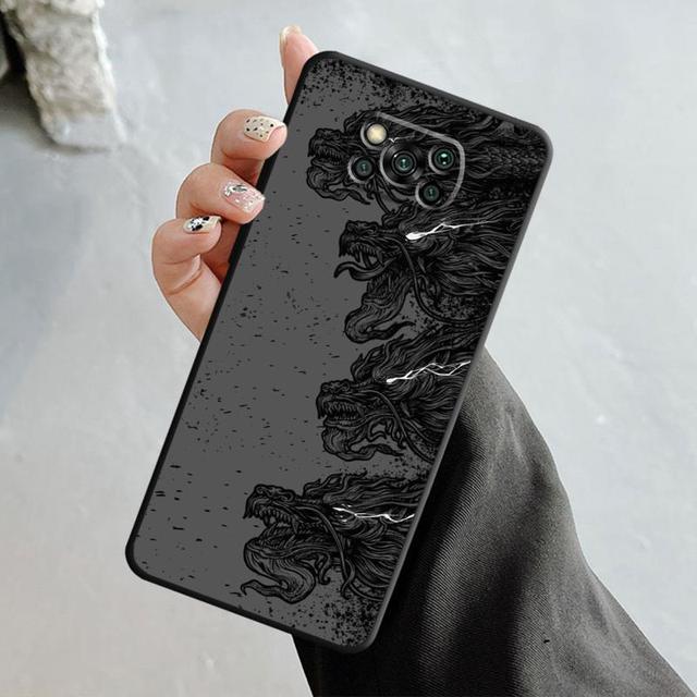 Samurajski smok wilk maska ​​dla Xiaomi Poco X3 Nfc X4pro X5 M3 dla Mi 12 13 11 10 10t 8 Note10 Lite 11ultra 11t Pro F1 okładka