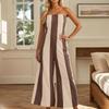 Comfy Wide Leg Jumpsuits For Women Summer Casual Strapless Striped Romper Loose Sleeveless Beach Outfits With Pockets