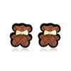 Retro Color Cute Bear No Pierced Earrings Simple Girly Bowknot Net Red Bear Ear Clip Female Accessories KTJ