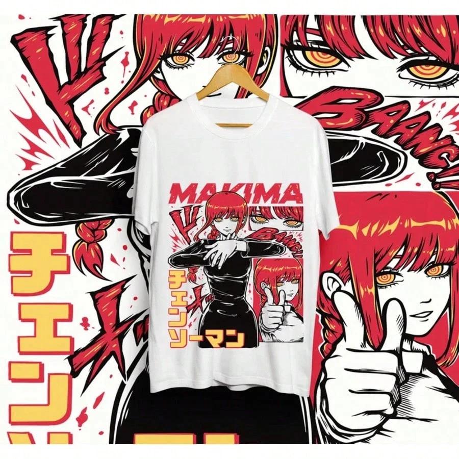 Funny Denji Makima TShirt Anime Unisex S