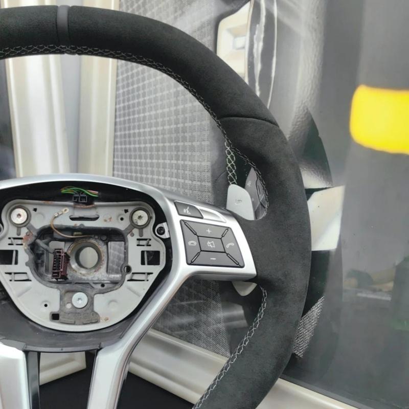 Car Steering Wheel Cover For Mercedes Benz A45 AMG W176 C63 W204 CLA C117 CLS S-Model 2011-2016 Suede DIY Steering Wrap