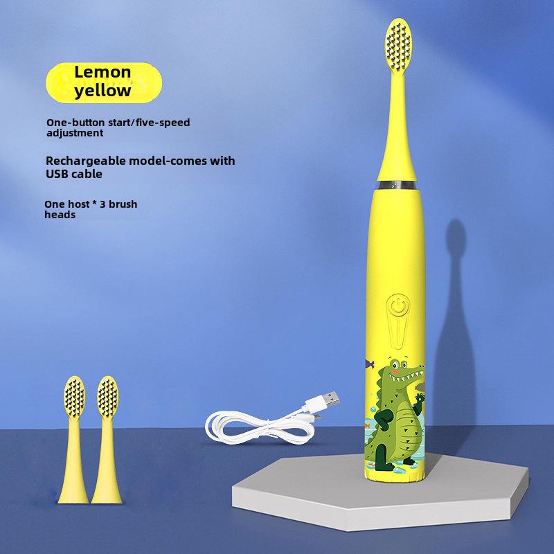 Waterproof Ultrasonic Kids' Electric Toothbrush - Cute Cartoon Design, Soft Bristles, IP7 Rated, Perfect Gift