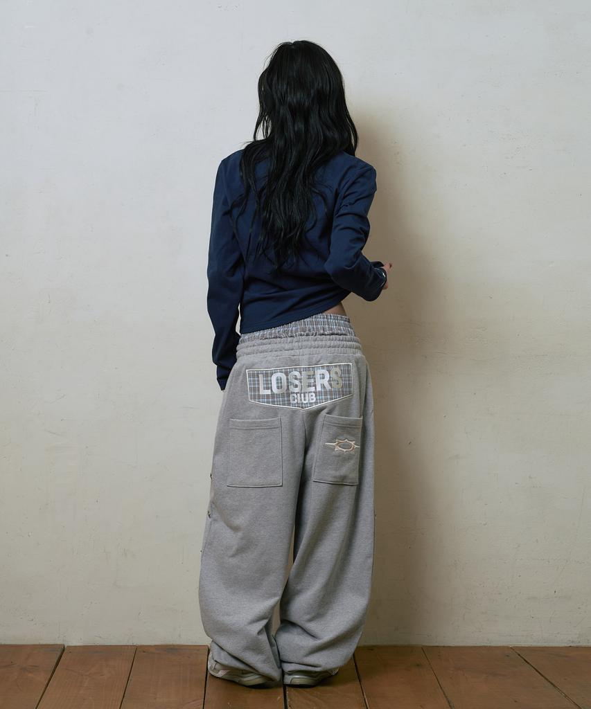 Lujeoseukeulleob Layered Star Studded Wide Sweatpants Gray