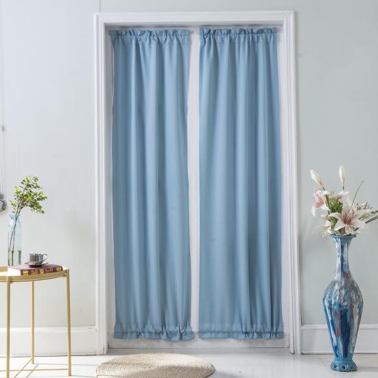 Rod Pocket Door Curtain Thermal French Door Curtain Room Darkening Privacy Blackout Curtain Panel for Kitchen Patio Doors
