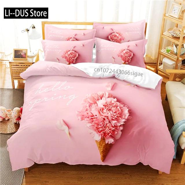3d Flower Valentine's Day Wedding Bedding Set Luxurious Rose Heart Love Duvet Cover Queen Twin Size Pillowcase 3 Pcs Custom