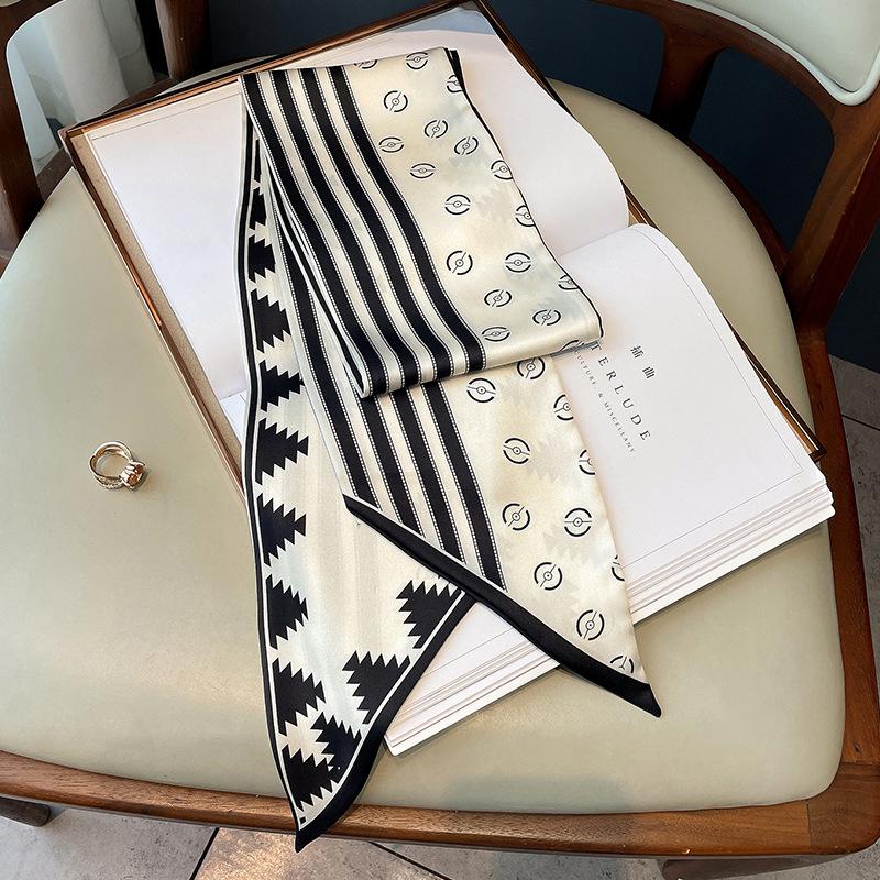 New Diamond Scarf for Women Winter Warm Scarf  Thin Narrow Long Streamer  Hairband  Tie-up Scarf  Silk Scarf