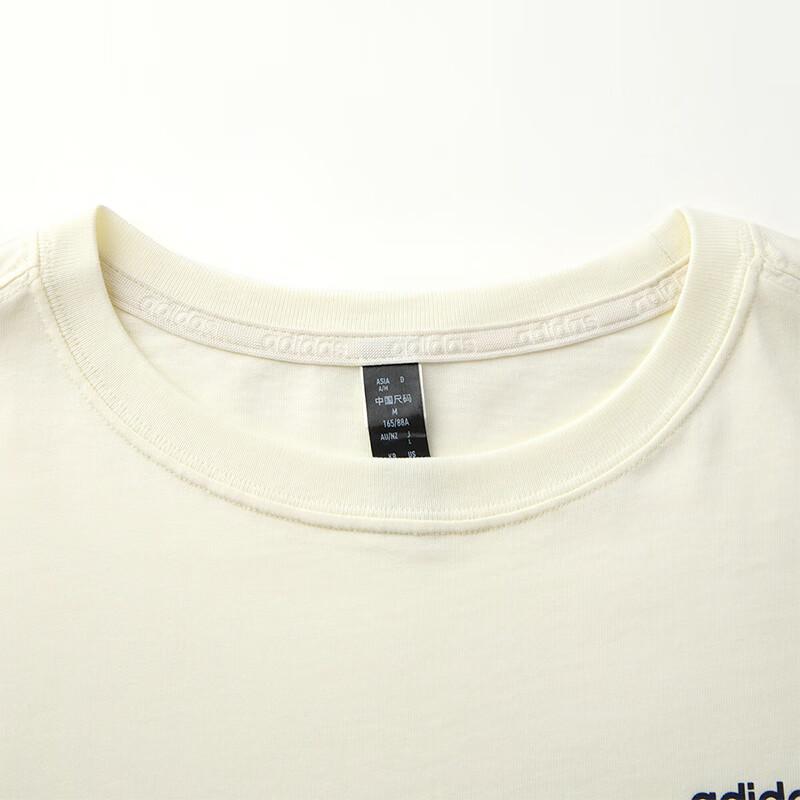 Adidas Round Neck Solid Color Casual Short Sleeve Dress Women Dresses Off-White JI5086