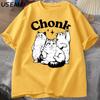 Funny Chonk Cat T-Shirt for Men Cute Fat Cat Tee Shirt Minimalist Meme Graphic Tee Pet Owners Cat Lovers T Shirt Clothing