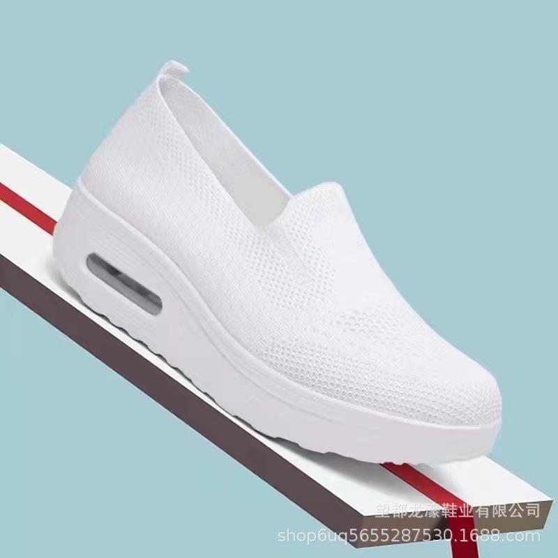 Lazy shoes one-pedal foot cover women's trend versatile thick-soled heightening sports shoes mesh fly-woven breathable casual women's shoes