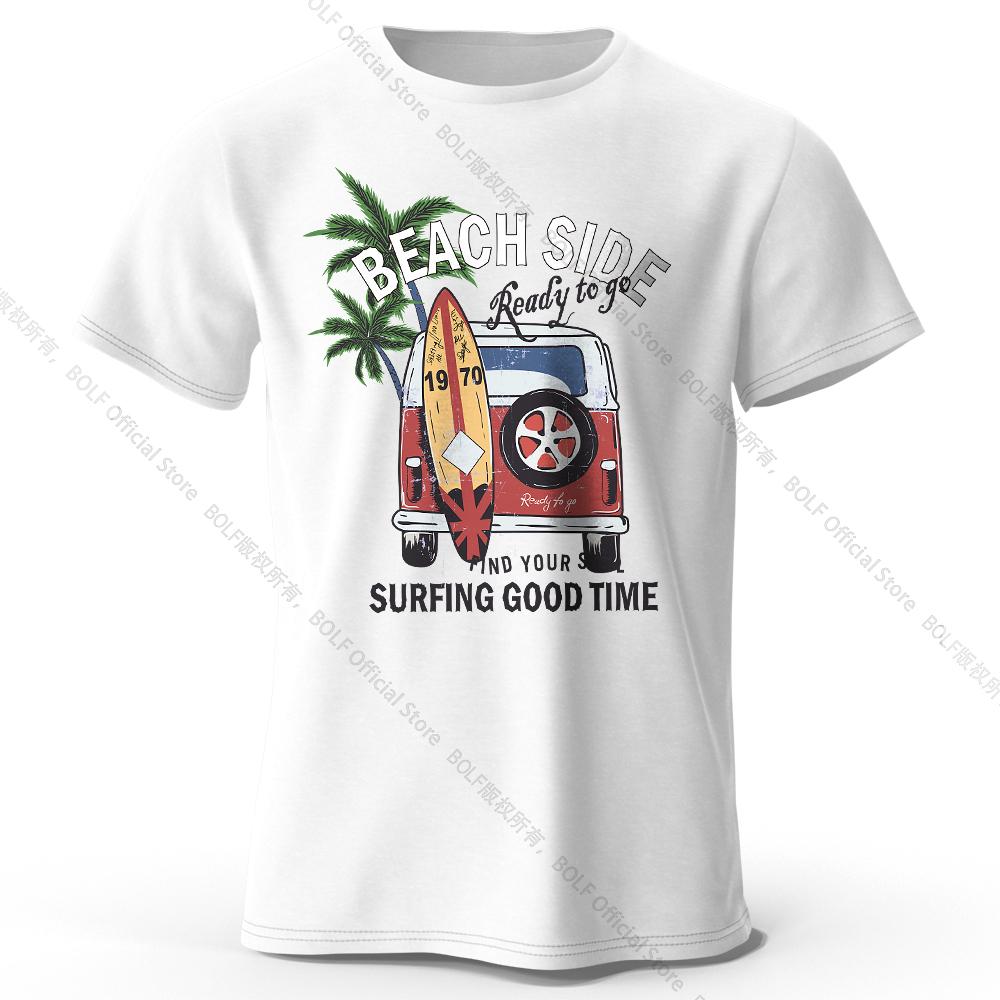 

Vintage Surf Badge Printed Unisex Men Casual Summer Short Sleeve T-Shirt Tees Tops 100% Cotton Fashion Retro Wave Graphic Wear S