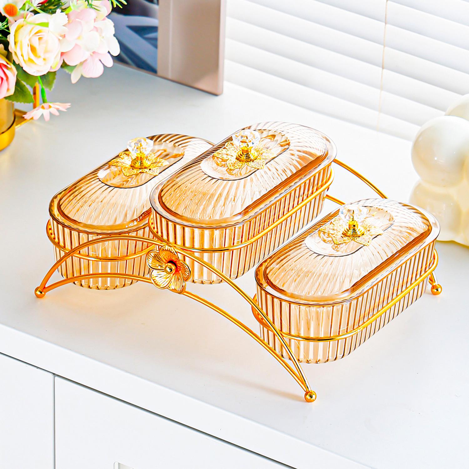 Elegant Compartmentalized Fruit & Snack Display Plate for Living Room & Tea Time