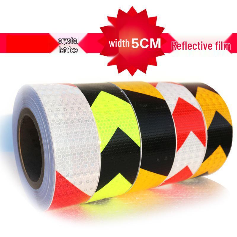 5cm Black Yellow Reflective Honeycomb Arrow Warning Tape Car Sticker