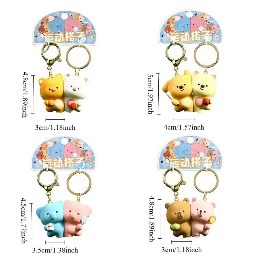 Table Tennis Magnetic Tennis Bear Keychain Animal Couple Pendant  Best Friends
