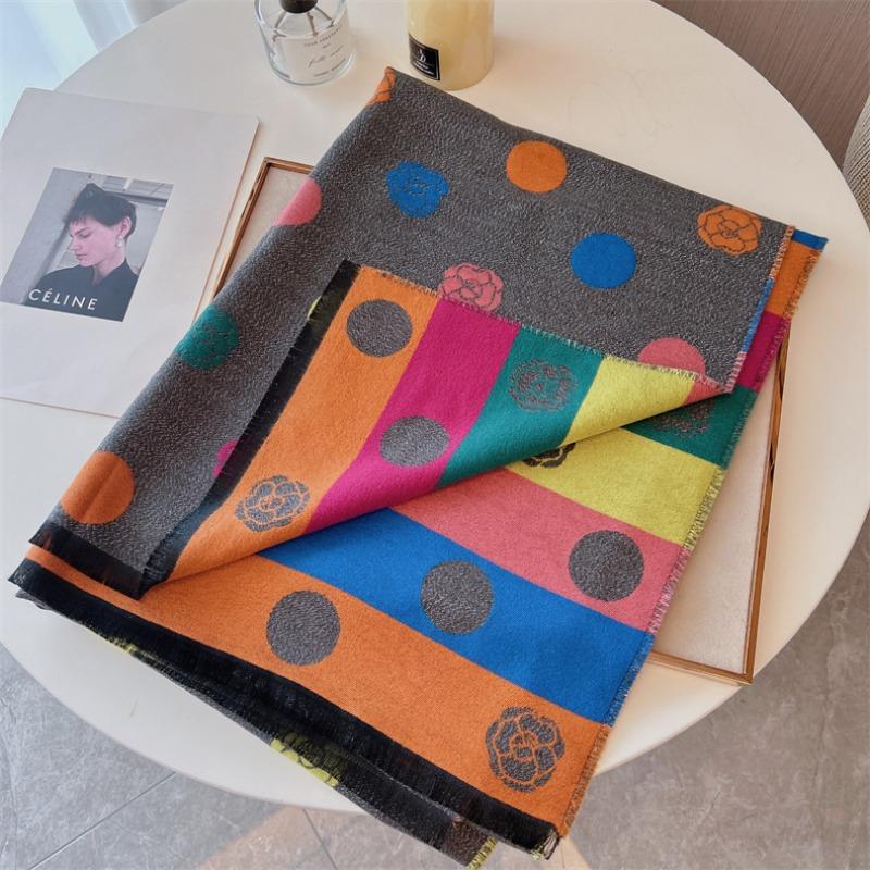 New High-quality Color Polka Dot Scarf Color Matching Double-sided Imitation Cashmere Scarf Wool Shawl Long Winter Shawl