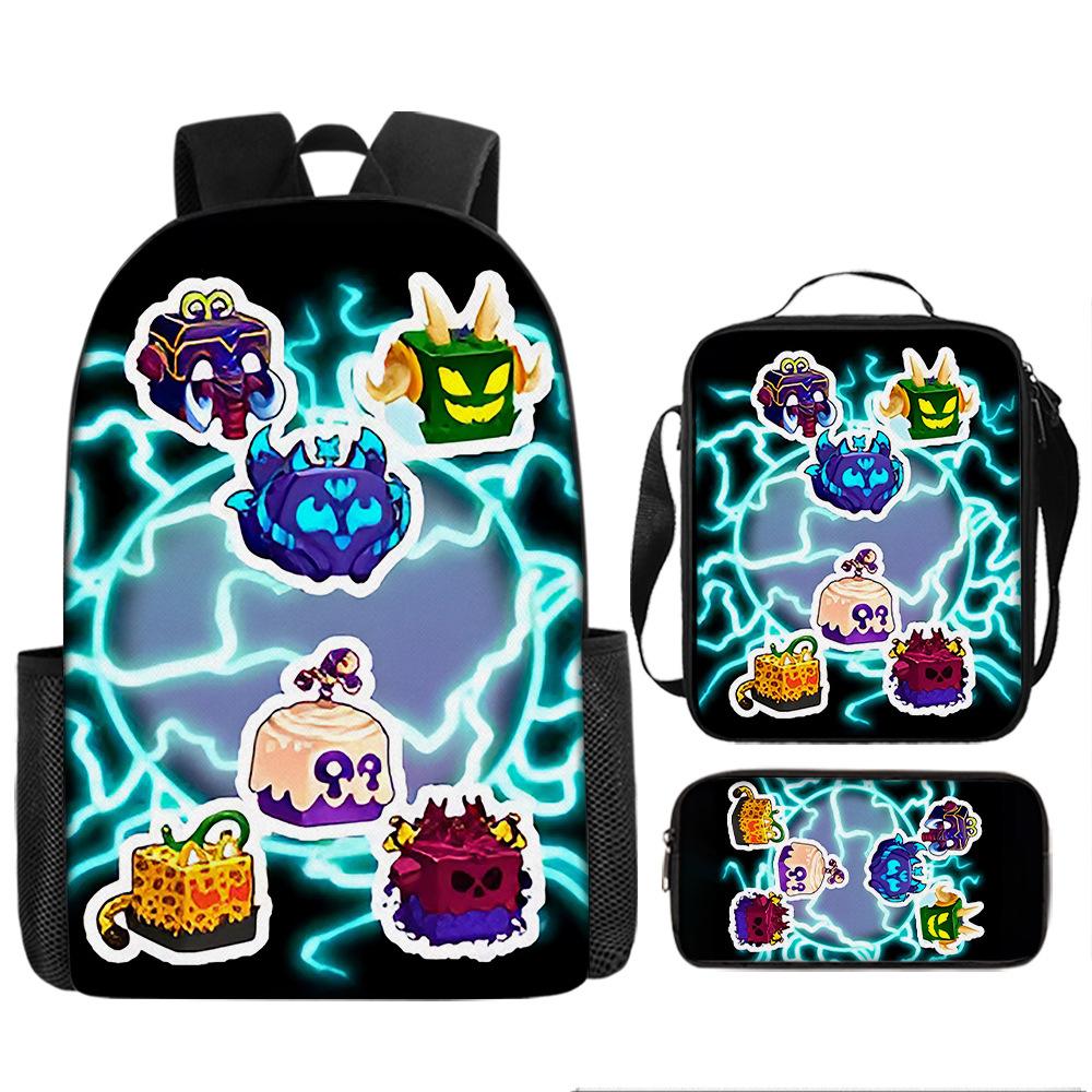 Large Capacity Schoolbag with Shoulder Strap; Student Three-piece Pencil Case Set