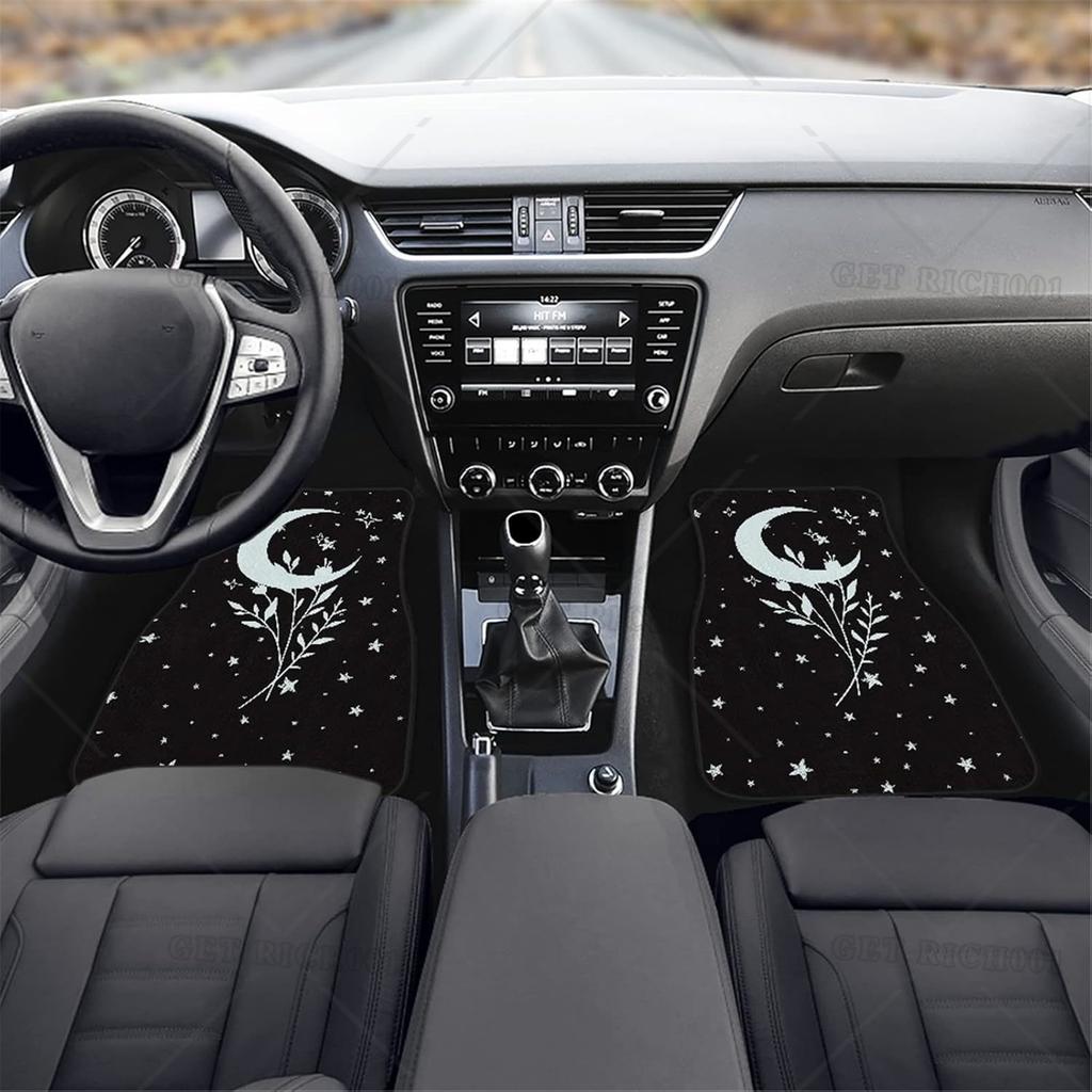 Star Moon Carpet Protector Mat Car Accessories for Women Men Front and Rear Car Floor Mats Set of 4 Universal Fit Non-Slip