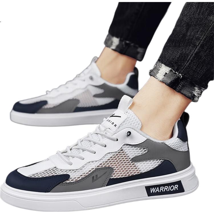 Huili Men's Mesh Sneakers, Summer New Style Men's Breathable Sandals, Casual Sports Shoes, White/blue/gray, Size 41