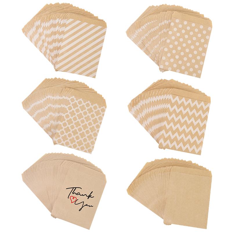 25/50pcs 13x18cm Kraft Paper Candy Cookie Bags Wedding Favors Thank You Gift Packing Bag For Guest Birthday Party Decor Supplies