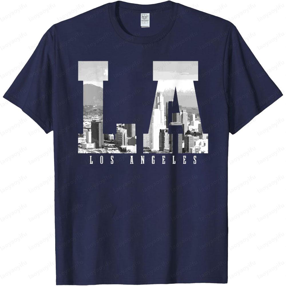 Los Angeles California LA Skyline Pride Black White Vintage TShirt Fashion Classic Tshirt Men Women Casual Summer Short Sleeve