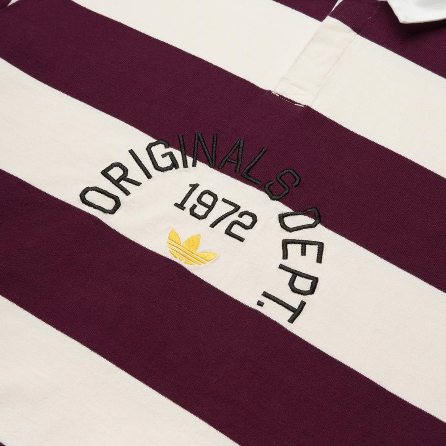 adidas Originals Ss25 Dept. Polo a maniche lunghe a righe casual alla moda vestibilità ampia top da uomo KF1867