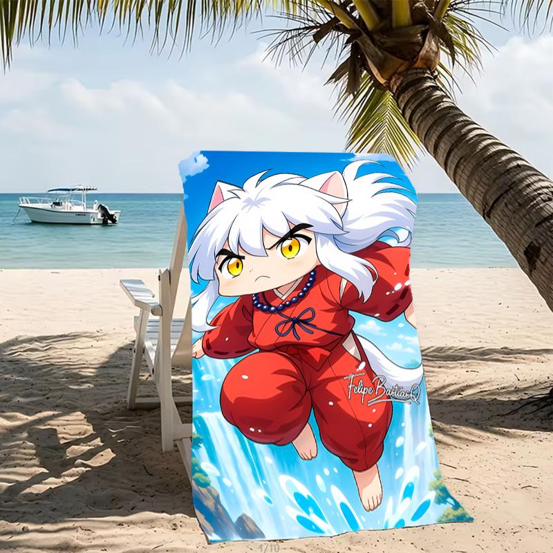 Beach Towel with Inuyasha Pattern - soft,absorbent,machine washable Lightweight&Modern,swimming,Travel Essentials