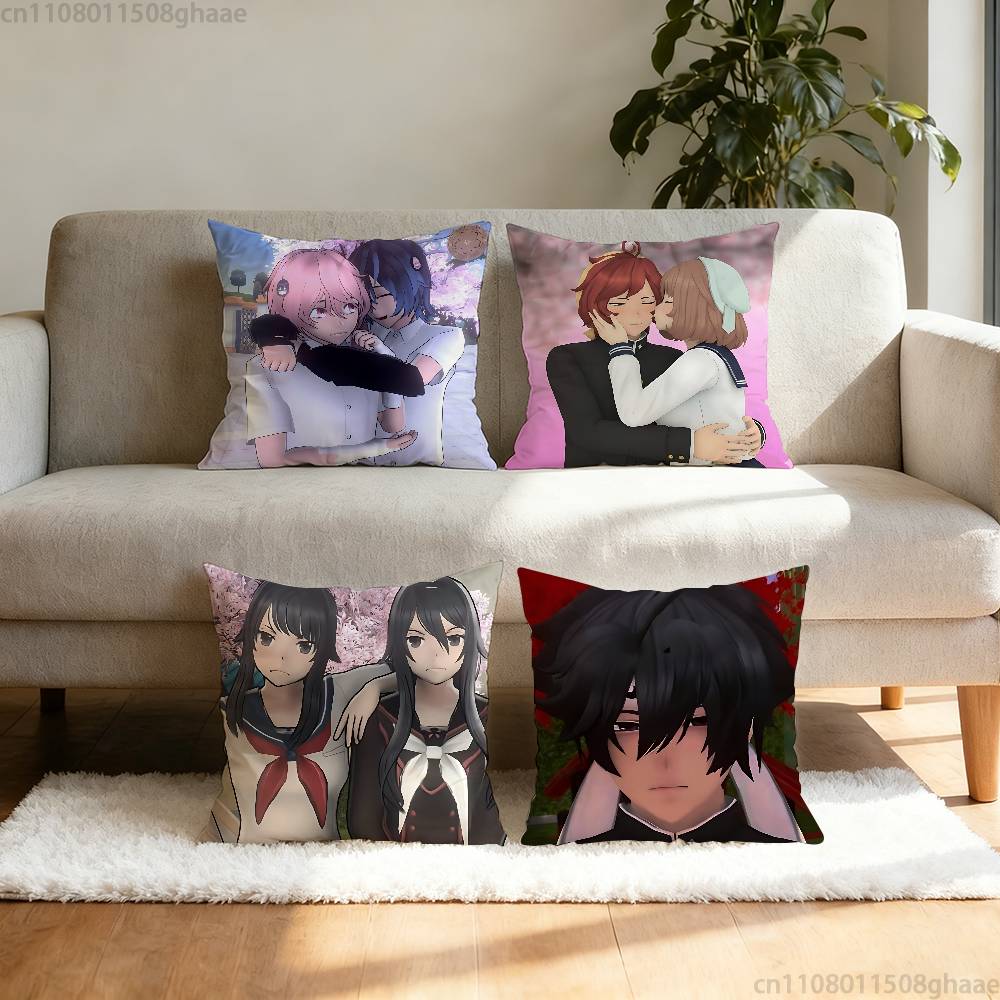 Yandere Simulator Pillow Case Antidustmite Pillowcase Invisible Zipper Silky Short Plush Sofa Cushion Cover