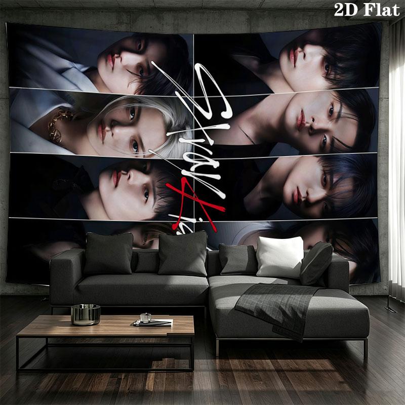 SKZ Wall tapestry, aesthetic printed fabric blanket, suitable for bedroom, living room, and home decor.
