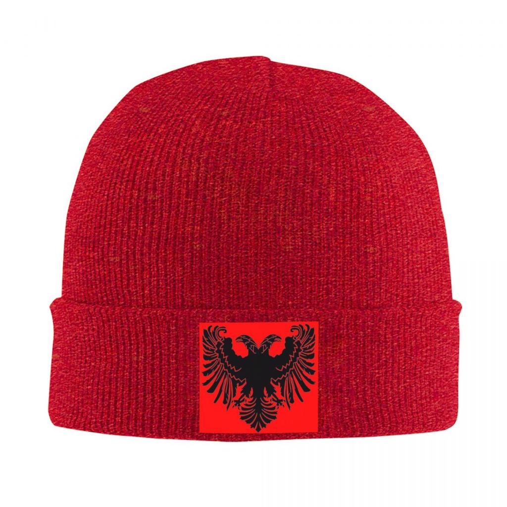 Albania Flag Black Eagle On Red Warm Knitted Cap Winter Knit Bonnet Hat Skullies Beanies Hip Hop Caps for Unisex