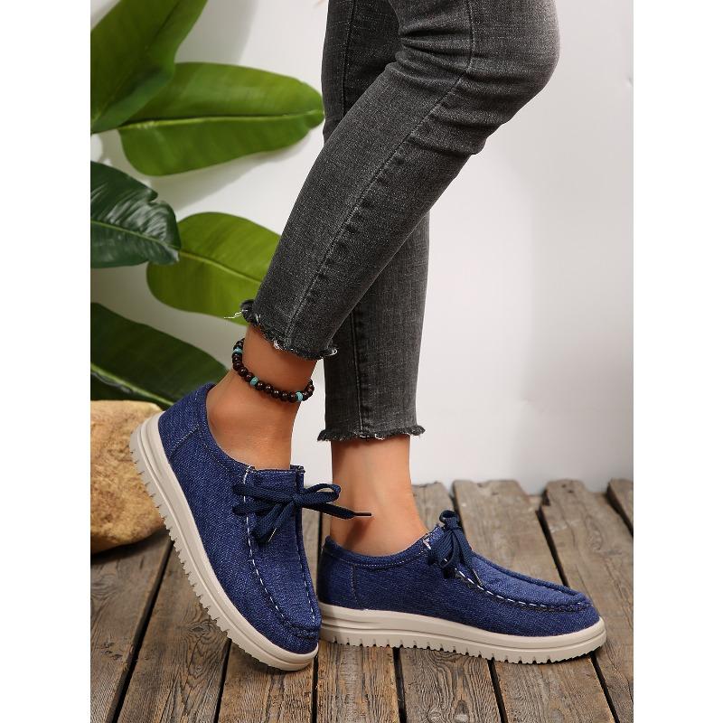 Lace-up Sneakers Women's Fall 2025 New Plus-size Platform Comfortable Canvas Shoes