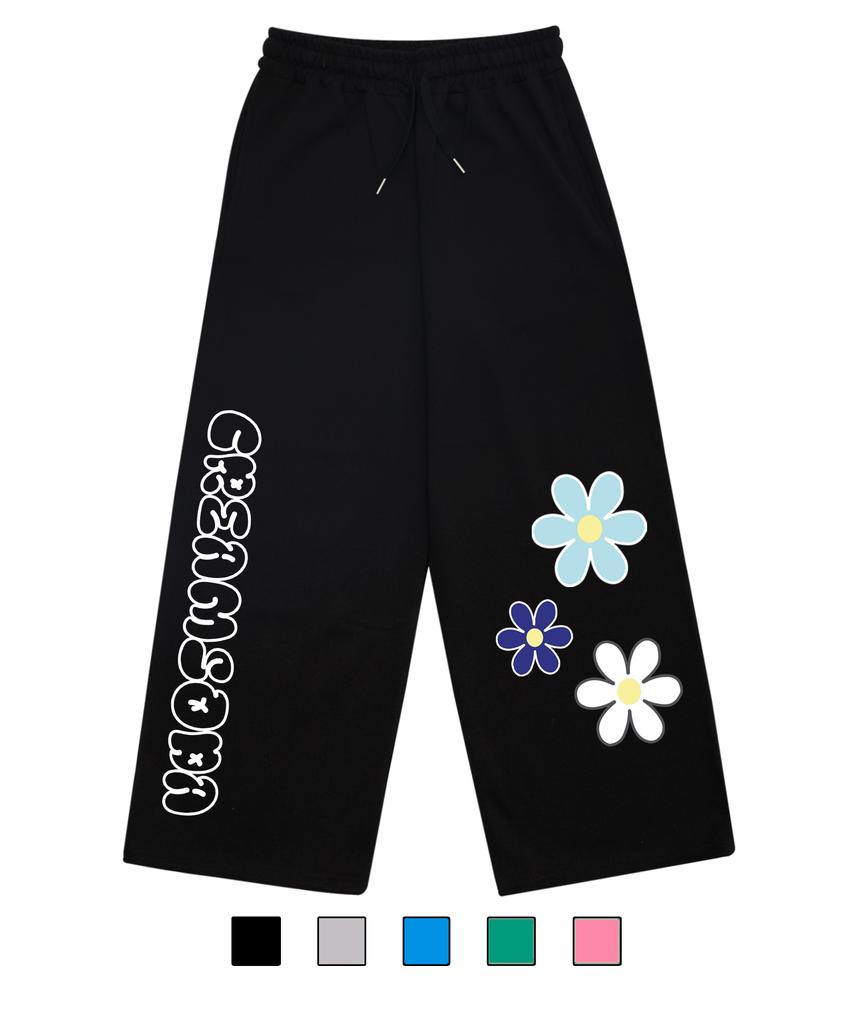 CREAM SODA LAB 3 Flower Wide Elastic Pants