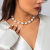 Salircon Elegant Baroque Imitation Pearl Beaded Choker Necklace Fashion Romantic Clavicle Necklace Charm Wedding Women's Jewelry