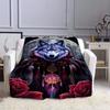 1pc Cozy Wolf Print Blanket Flannel Blanket For Sofa, Bed, Travel, Camping, Living Room, Office, Couch, Chair