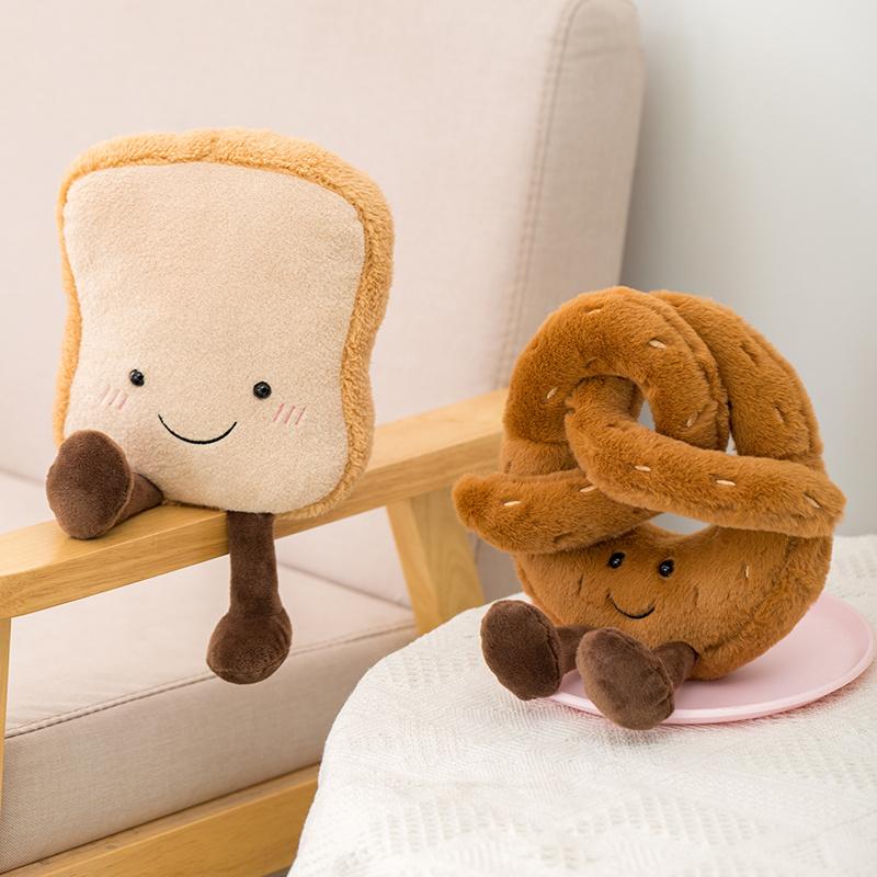 Adorable Plush Toast Bread Pretzel Croissant Carryalluette Toy Stuffed Food Bread Soft Doll Kids Comfort Toys Birthday Gift