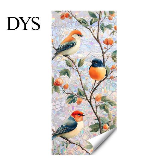 Blumenmuster Fensterfolie Sonnenfänger Statische Folie, Schmetterling Selbstklebender Glasaufkleber, Heimdeko Abdeckung Abnehmbar Sichtschutz für Büro