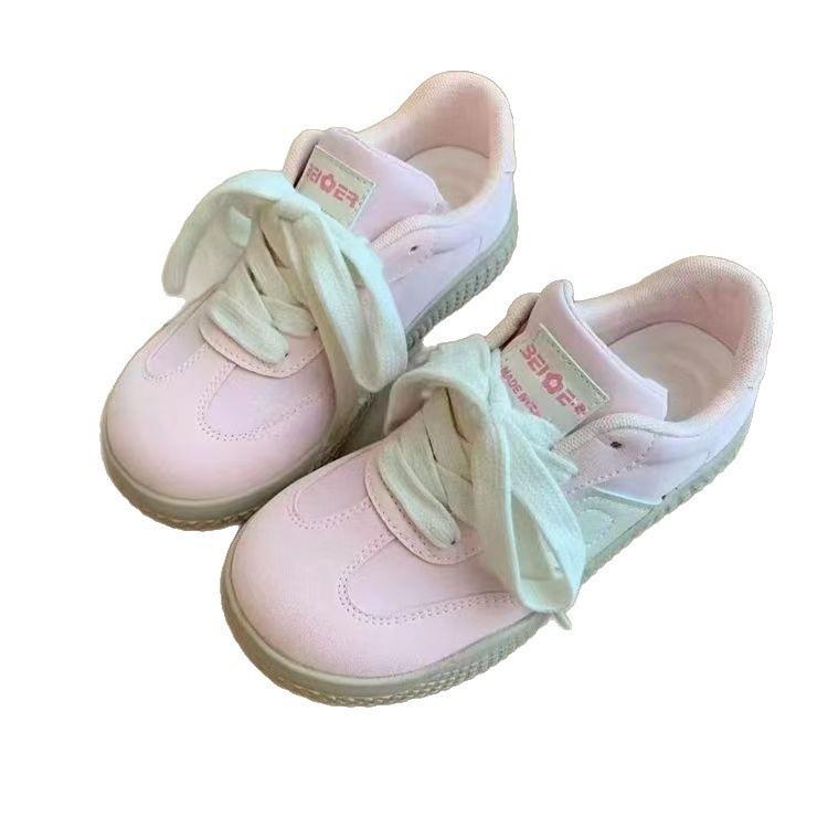 Pink Thick Baseplate Shoes Women's Moral Training 2025 Autumn New Chic Niche Versatile Student Sports and Leisure White Shoes
