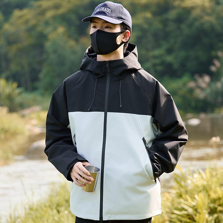 Unisex Color Block Windproof Jacket for Outdoor Sports and Mountaineering