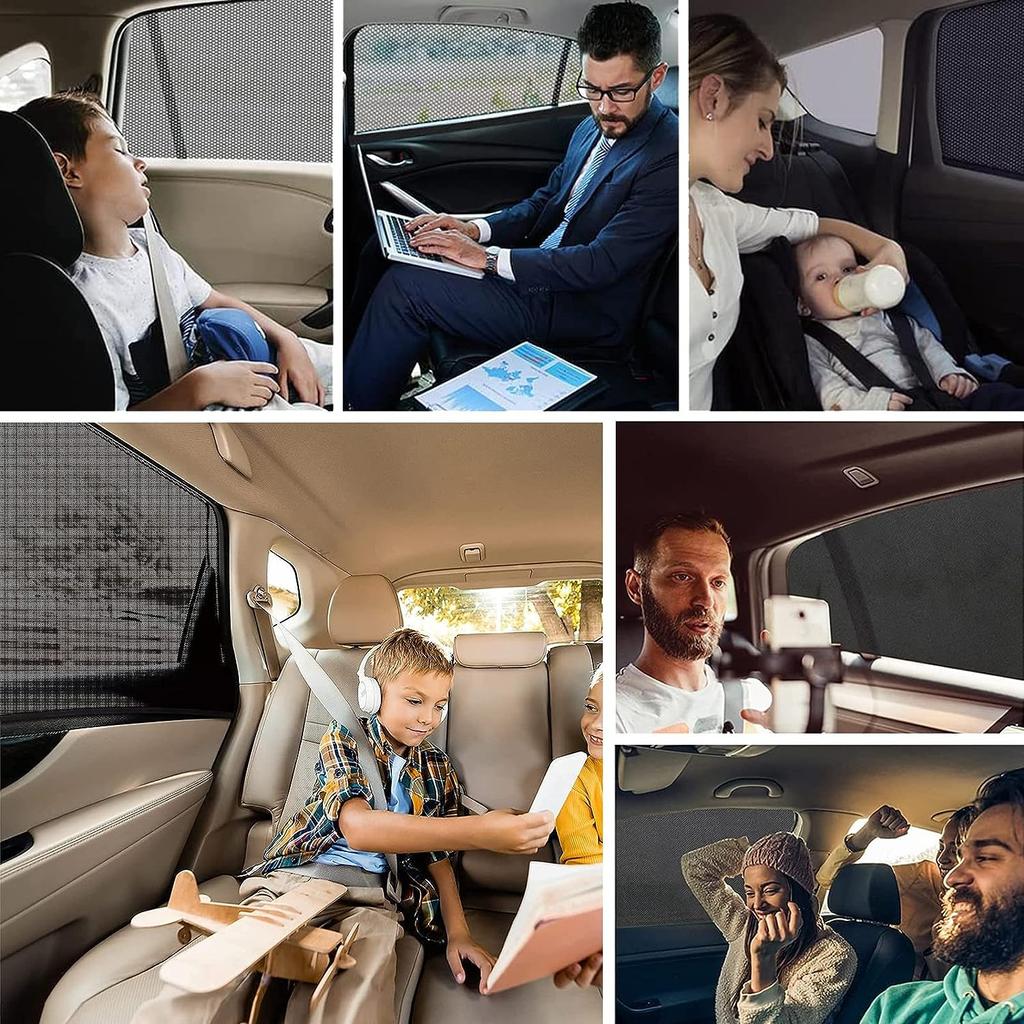 2 Stück Sonnenschutz Auto Seitenfenster-Bildschirm Universal Sonnenblende Netz für Seitenfenster Mesh-Material Baby Kinder Haustiere Verdunkelungsschutz Privatsphäre