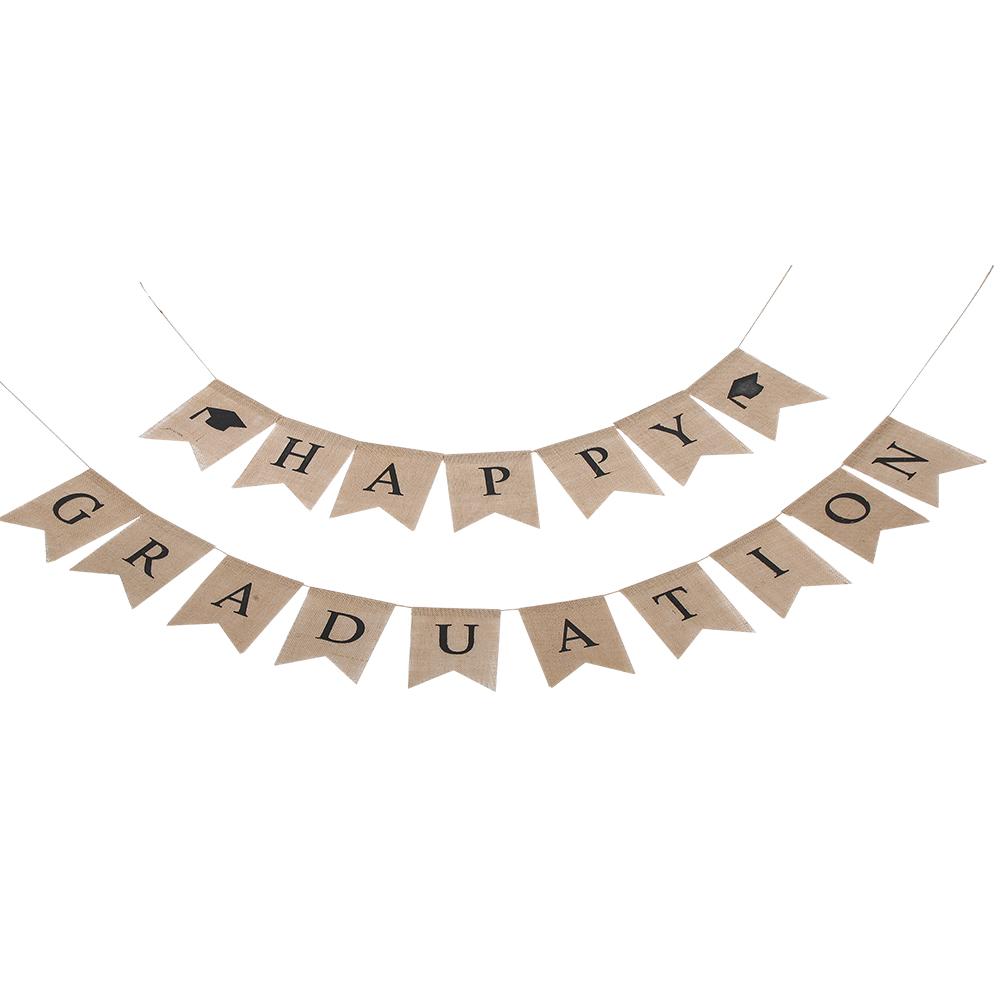 Burlap Banner Rustic Vintage Graduation Decorations Grad Party Decor for College High School