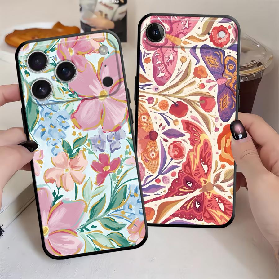 Case for Apple iPhone 17 Pro Max Air 12 15 Pro 7 8 XR XS MAX 13 14 16 11 Funda Phone Cover Cartoon Flower Butterfly