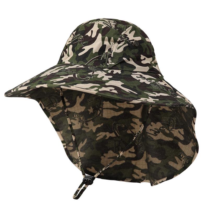 

Sunscreen Hat Men S Summer Outdoor Fishing Hat Sun Hat Jungle Camouflage Big Brim Fisherman Hat Children S Shawl Neck Hat M（56-58cm）