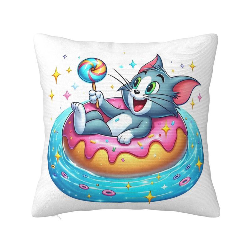 

Custom Disney Tom And Jerry Anime Modern Throw Pillow Cover Decoration Cartoon Cute Cushions for Sofa 12x12Inch