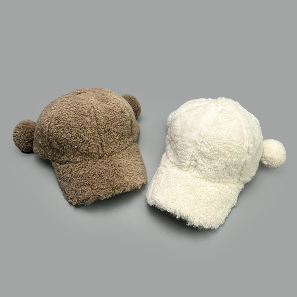 Autumn And Winter Cute Plush Ears Baseball Cap Men And Women Warm Simple Cartoon Casual Cap