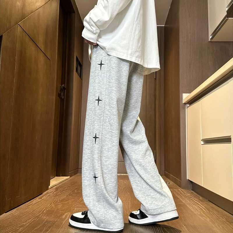 American high street pants men's spring and autumn new trendy brand versatile loose straight design star casual pants